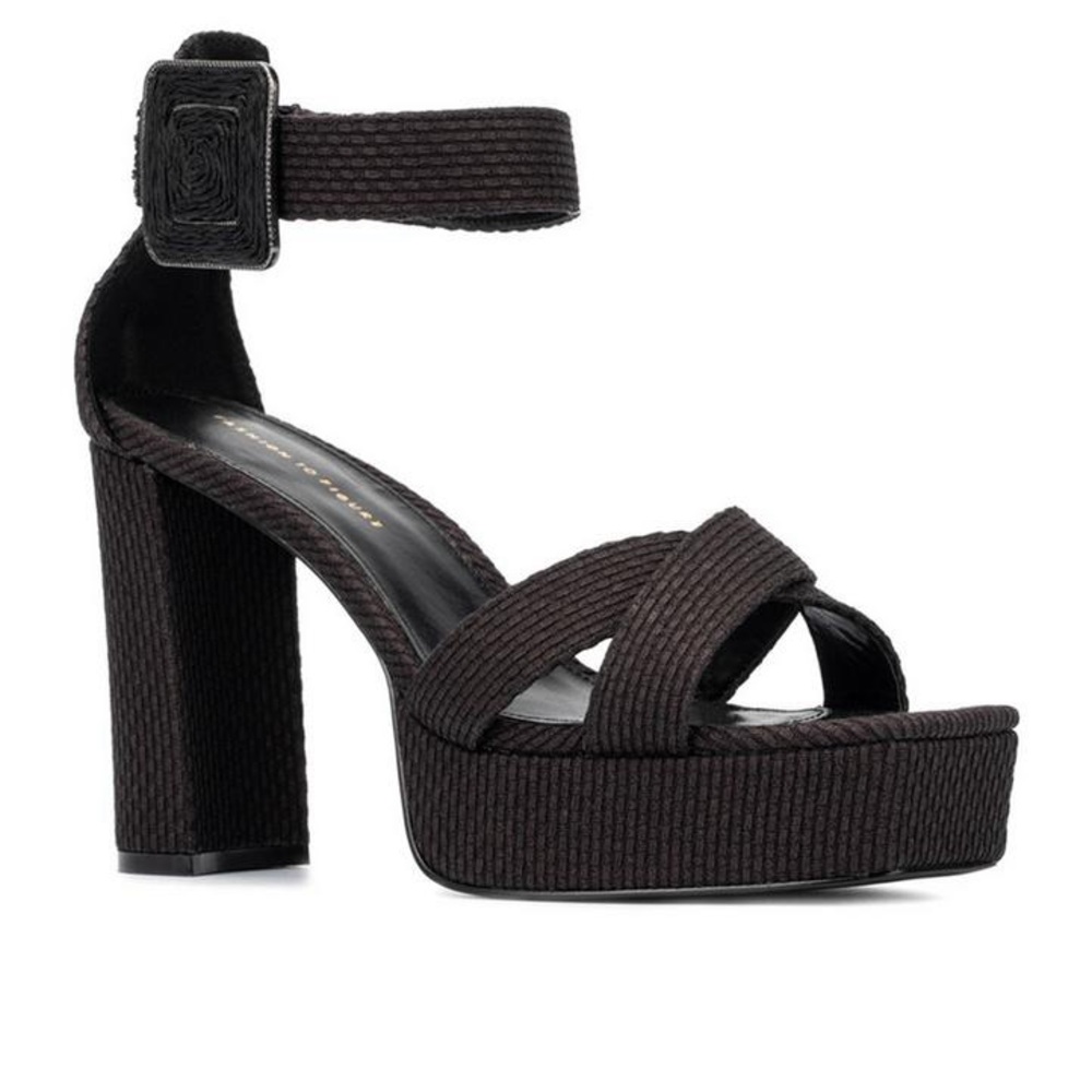 Fashion to Figure Black Platform Sandals with Chunky Heel